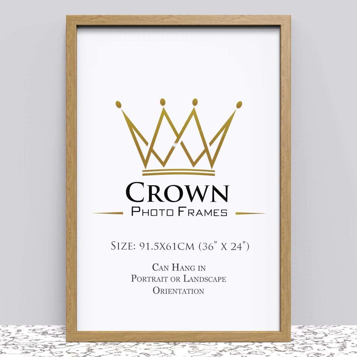Crown Black White Oak Photo Frame for 91.5 x 61 cm (36x24 Inches) Picture Photo Poster, Hang on wall in both Landscape and Portrait - Framesplus.co.uk
