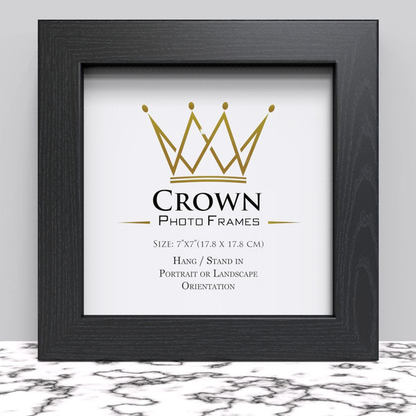Black White Oak Photo Frame for 7x7 Inches (17.8 x 17.8 cm) Picture Photo, Stand or Hang on wall - Framesplus.co.uk