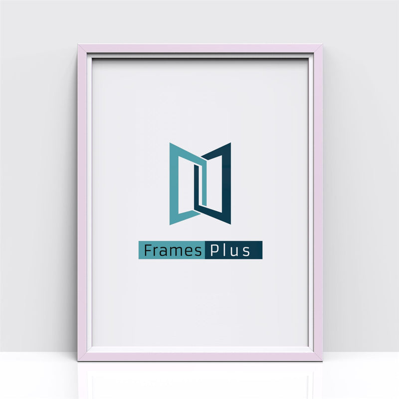 Antrim Range pink picture and poster frame displaying the Frames Plus logo