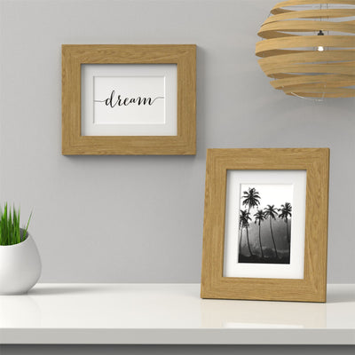Excel Range Oak Picture Photo Poster Frame with White Mount