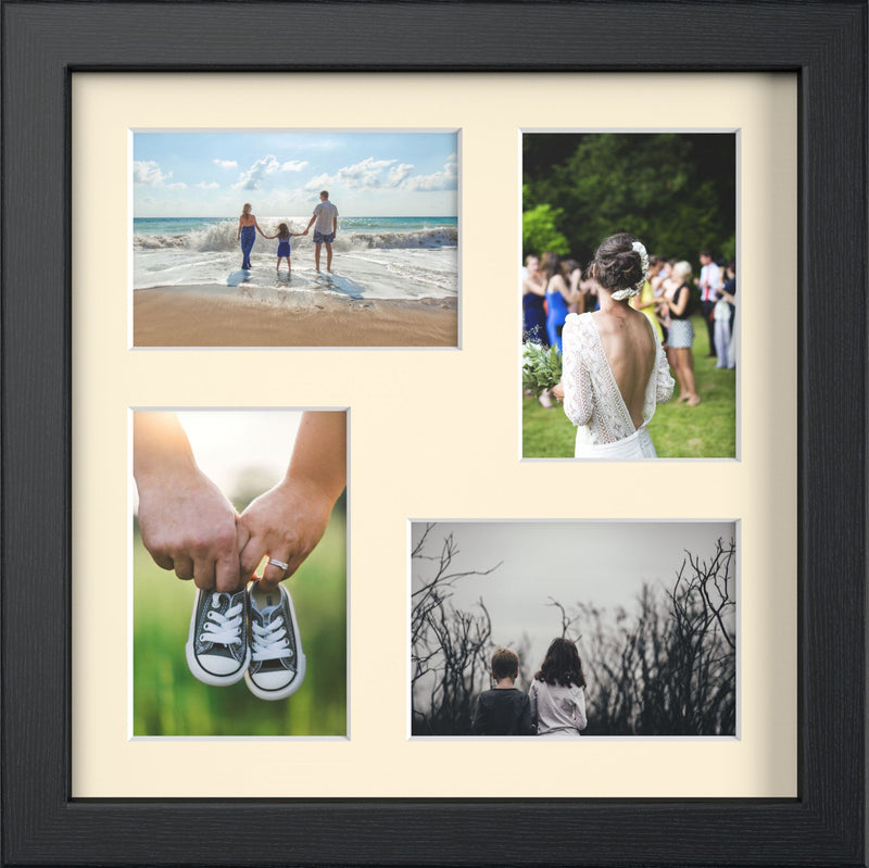 ivory multi-aperture photo frame displaying four cherished memories in a stylish arrangement.