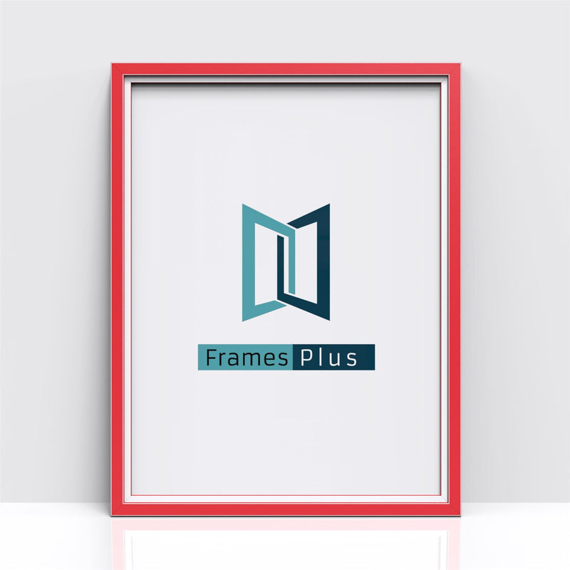 Antrim Range red picture and poster frame showcasing Frames Plus logo for displaying photos and prints.