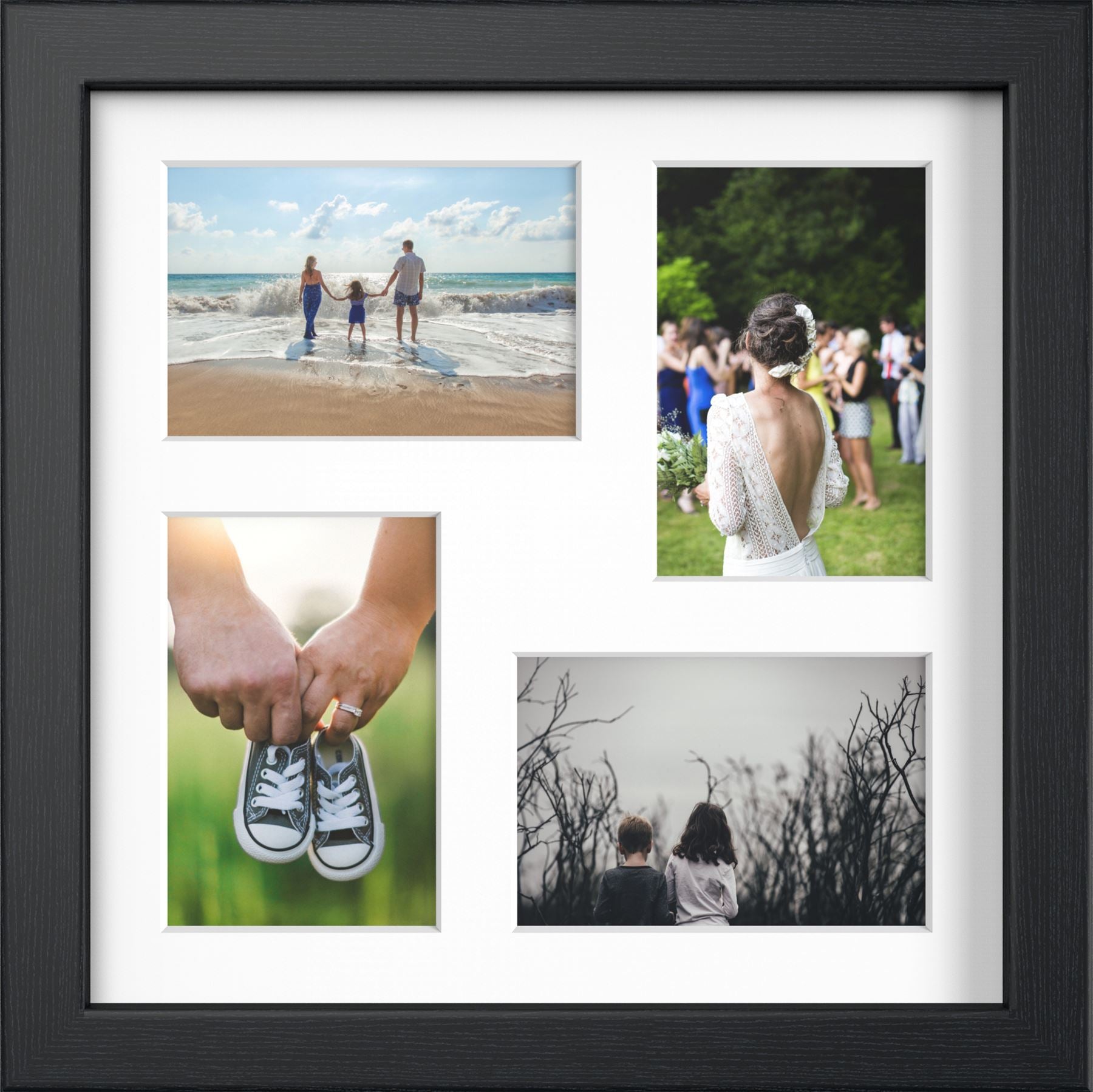 MODERN MULTI PICTURE PHOTO FRAME FOR 4 IMAGES OF 6