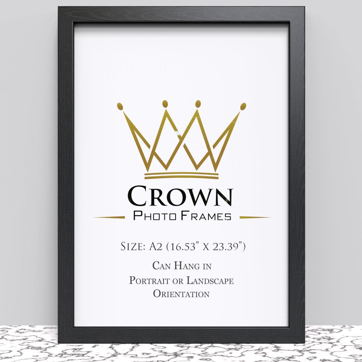 Black White Oak Photo Frame for A2 42 x 59.4 cm (16.53x23.39 Inches) Picture Photo Poster Certificate, Hang on wall - Framesplus.co.uk