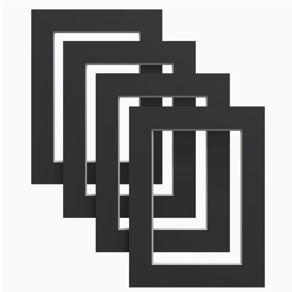 Black Matt Mount Pack of 4 mounts for Picture Photo Frames Large Square all Sizes - Framesplus.co.uk