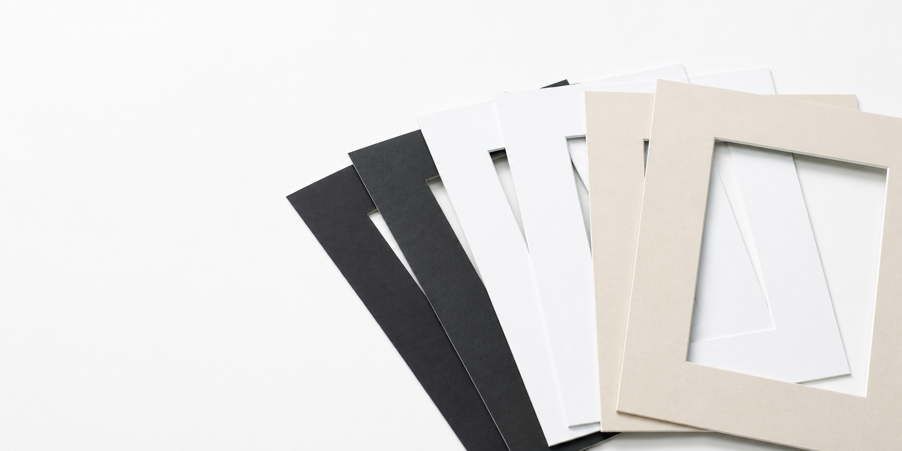 Black, white and ivory picture mount board colour options